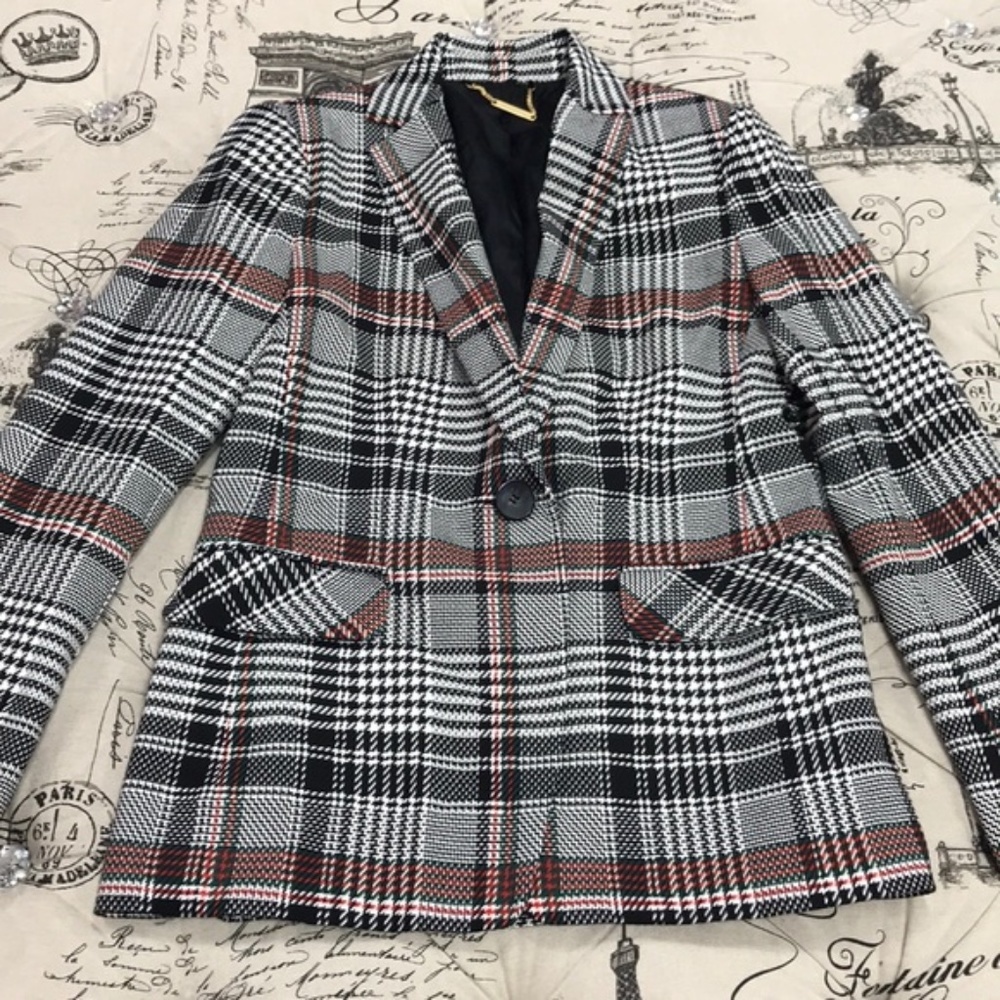 Trina Turk Habanero 2 Plaid Single-Button Blazer - Picture 4 of 6